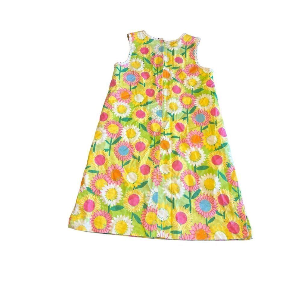 Vtg Lilly Pulitzer Girls 14 Shift Dress Colorful Flowers Sleeveless Waffle Knit - Picture 2 of 6